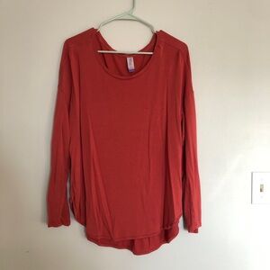 Women's Red-Orange Long Sleeve Sleep Top